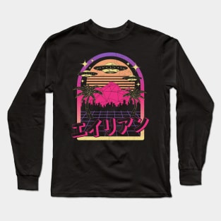 Vaporwave UFO Alien Invasion Long Sleeve T-Shirt